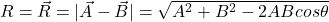 R=\vec{R}= |\vec{A}-\vec{B}|=\sqrt{A^2 + B^2-2ABcos\theta}