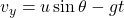 v_y = u \sin \theta - gt